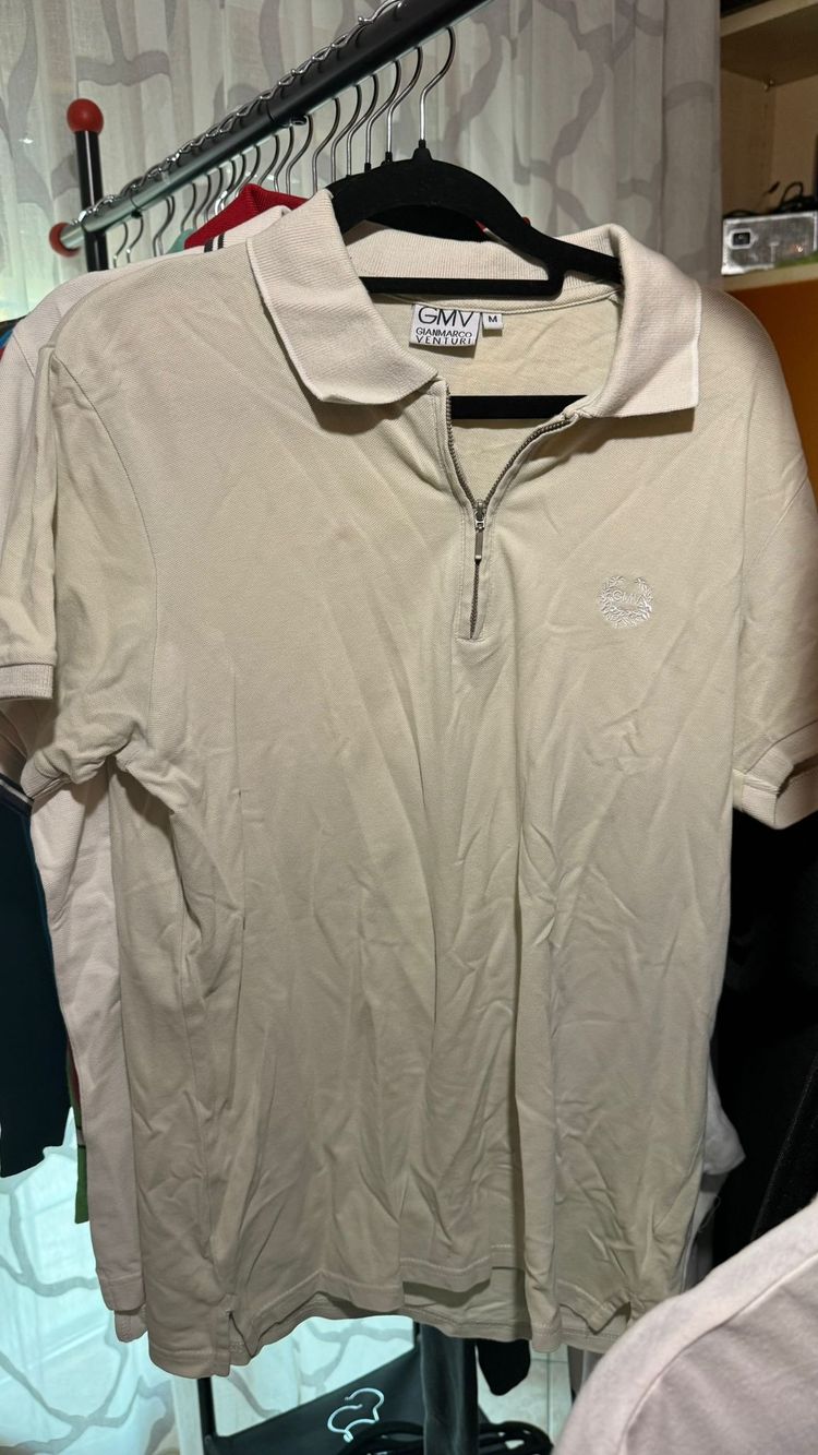 Gmv Beige Polo Shirt With Zipper